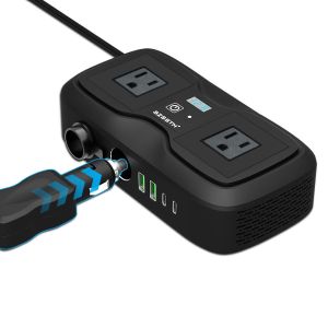 200W Car Power Inverter with 2 AC Outlets and Dual USB-C | 12V to 220V Modified