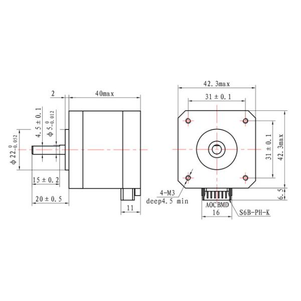 【42SHD0219】42*42*40mm Stepper Motor 1.8° Degree NEMA 17 Hybrid for CNC with CE ROCH