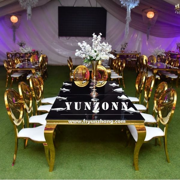 Modern Vintage Dining Table with Steel Base Disassembled Center Table for Restaurant Hotel Wedding Furniture