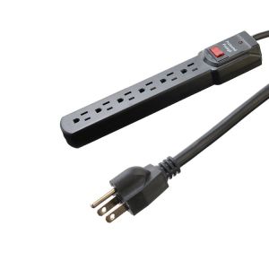 Male End Type NEMA 5-15P ETL15A/125V 6 Outlet Electric Extension Socket Power