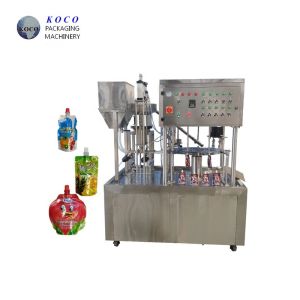 KOCO Self supporting bag with screw cover filling and capping machine liquid filling