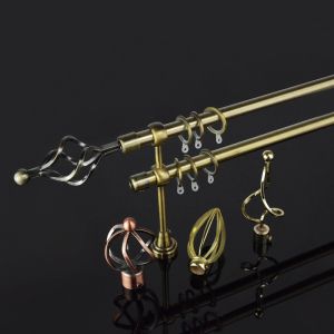 Hollow Out Multi Shaped 300cm Copper Pipe Curtain Pole