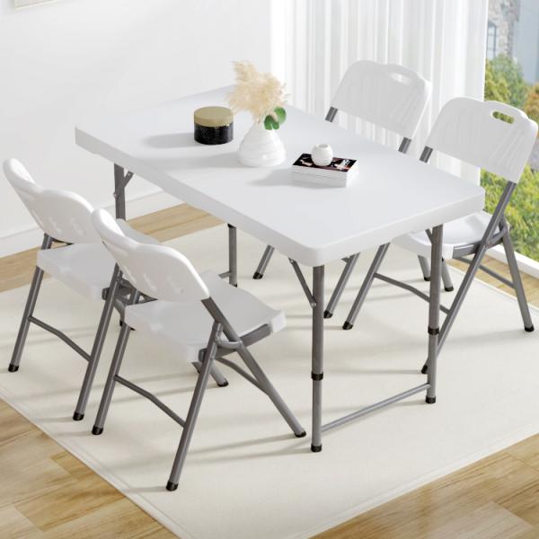 Portable HDPE Plastic Metal Adjustable Folding Table for Hotel Restaurant and Banquet