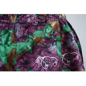 Dye Sublimated Short Swim Shorts , Purple Board Shorts With Mesh Lining /