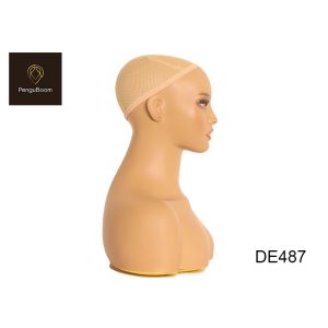 Strong Practicality W36cm Pretty Mannequin Head With Shoulders Human Skin