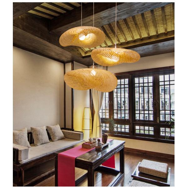 Customized Three Head Rattan Pendant Light Lamps With Switch Control