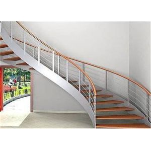 Indoor Custom Wood Stairs , Curved Staircase Construction For Large Commercial