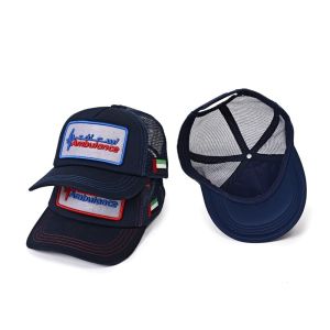 100% Polyester Mesh Trucker Caps With Velcro Patch Curved Brim