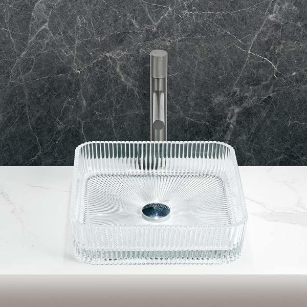 Rectangular Transparent Bathroom Wash Basin 12mm Thickness Long Lasting