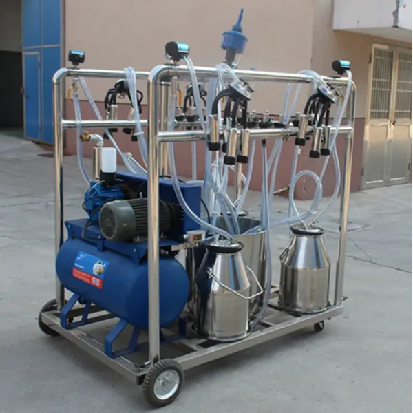 Four Bucket Mobile Vacuum Pump Milking Machine with 60:40 Pulsation Ratio and 380V-50Hz Power for Cows