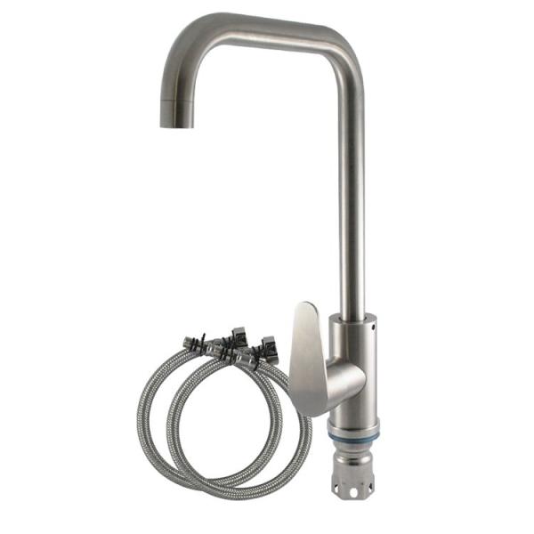 Buy Stainless Steel Body Deck Mounted Tap Cold And Hot Mixer Spring Silver Kitchen Faucet at wholesale prices