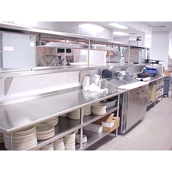 Silver Color Metal Work Table With Splashback One - Piece Structure Corrosion Protection