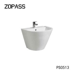 European Style White Modern Sink Wall Hung Porcelain Half Pedestal Hand Wash