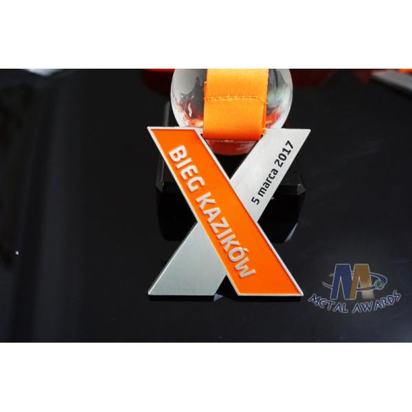 X Shape Both Side Metal Award Running Medals With Lanyard Or Sulimated Ribbon
