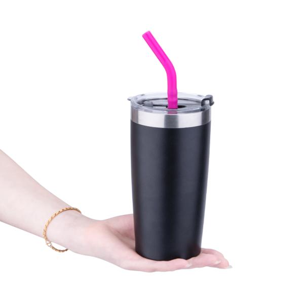 Popular 20 oz Stainless Steel Mug With Lid And Straw, Double Wall Travel Coffee Mug With Straw/