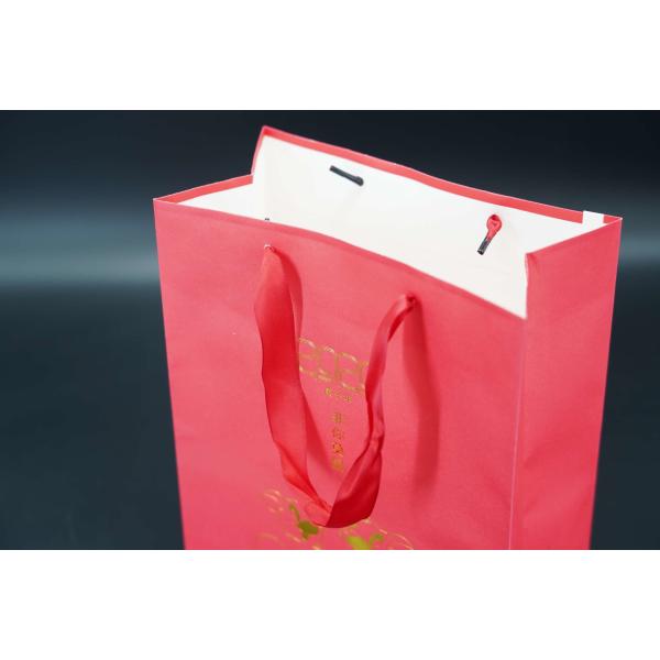 Reusable Kraft Shopping Paper Bags With Ribbon Handles Printing Design