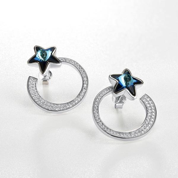 7.2g 2.6x2.1cm Star Hoop Earrings Gift 5A CZ Solid Silver Earrings