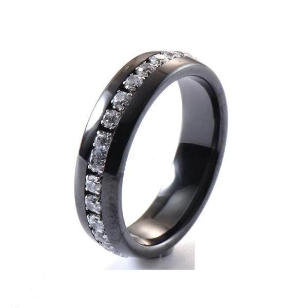 Buy Engagement Couple Black Ceramic Rings 6MM Full Diamond With Invisible Setting at wholesale prices
