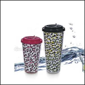 Promotion printed logo two layer plastic tumbler mug water drink cup bottle gift