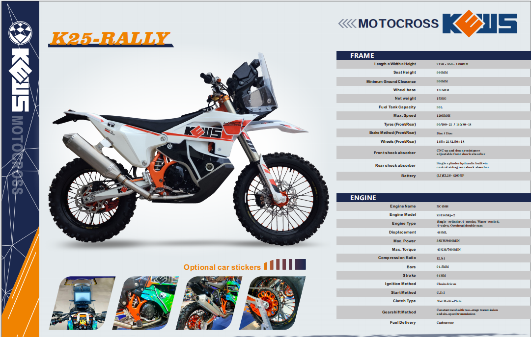 Unleash the Power of Rally Motorcycles 6-Speed Manual Transmission and 40.8 Max