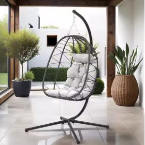 Black Wide Hammock With Stand For Outdoor Lounging