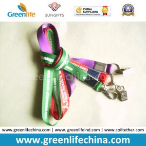 Non-breakaway polyester lanyard with steel lobster claw hook in custom colors
