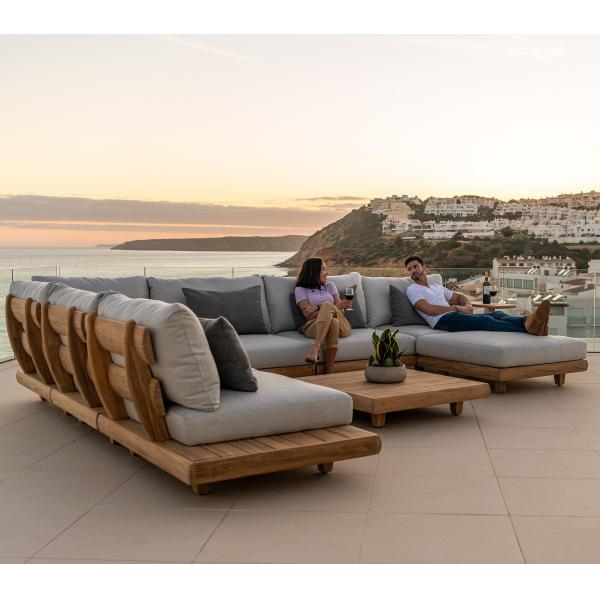 Teak Wood Commercial Hotel Sofa Garden Set Furniture with Middle Sofa Size W100xH110cm