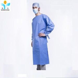Quality 30 - 50GSM Disposable Or Reinforced Surgical Gown With Elastic Or Knitted Cuff for sale