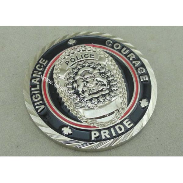 3D Rope Edge Antique Metal Coin Hard Enamel Silver Policeman Coin Souvenir Challenge Die Casting Coin
