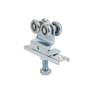 4 Rollers Runner Hanging Door Roller Assembly Iron Zinc Silver