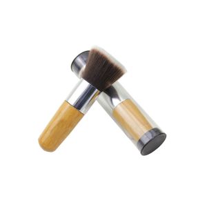 Quality Bamboo Handle Two Color Synthetic Buffer Makeup Brush Sliver Ferrule Aluminum for sale
