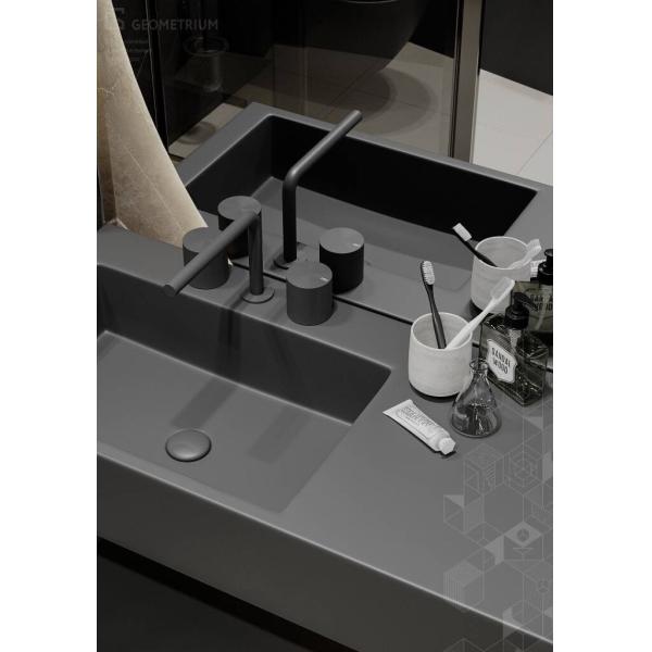 Buy Luxury Matte Black Customized Bathroom Cabinet With Undermount Black Sink at wholesale prices