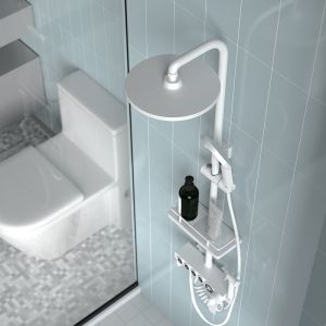 Polished White Brass Wall Mounted Rain Shower With Four Functions