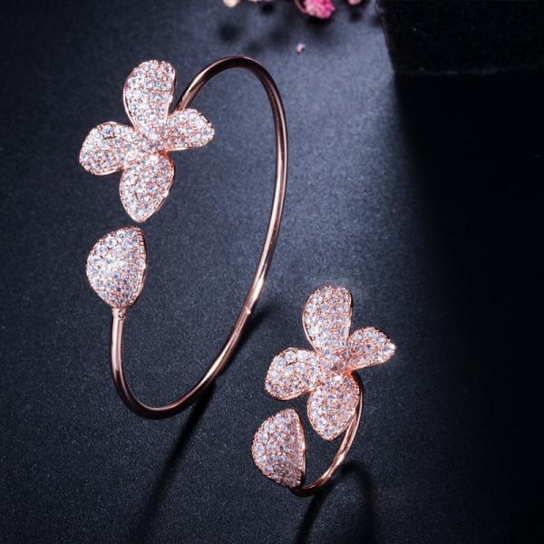 Fashion Flower Bracelet Shining CZ Crystal Bracelet CZ Bracelets Woman Bangle for Women Wedding Party Jewelry