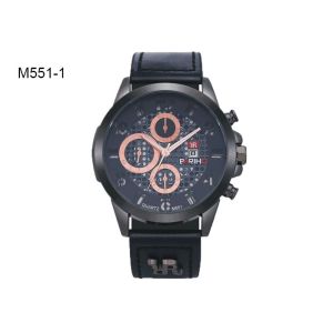 Chronograph Men's Quartz Watch BARIHO Wristwatch Leather Strap Analog M551