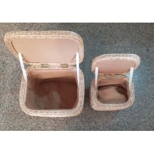 Natural Straw Household Storage Stool Grass Woven Ottoman Box Eco-Friendly Hand