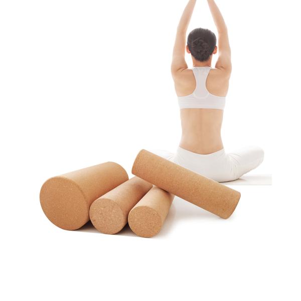 Buy High Density FSC Natural Cork Yoga Pillar Roller D100*300mm Fine Grain Muscle Relief at wholesale prices