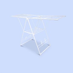 Portable White Folding Drying Clothes Rack Stainless Steel