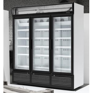 3 Doors Stainless Steel Glass Door Beverage Cooler Large Storage Facilities
