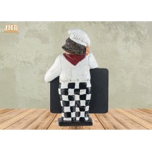 Antique Polyresin Chef Figurines Mini Wooden Chalkboards Resin Chef Tabletop