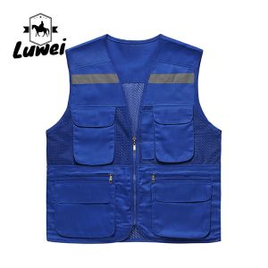 Custom Logo Thin Multiple-pockets Waistcoats Utility Reflectives Strip Road