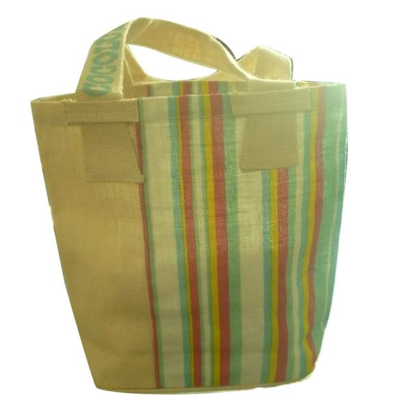 Security Lock Reusable Carrier Bags , Strips Gunny Bag 100% recycle Natural