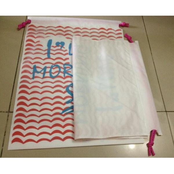 Biodegradable Christmas deco drawstring candy storage bag, oxford red christmas