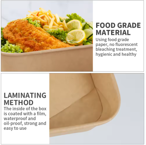 Kraft Disposable Custom Color Bowl Take Away Paper Lunch Box Food Container