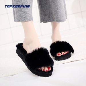 Custom Winter Outdoor Sliders Womens Fluffy For Lady