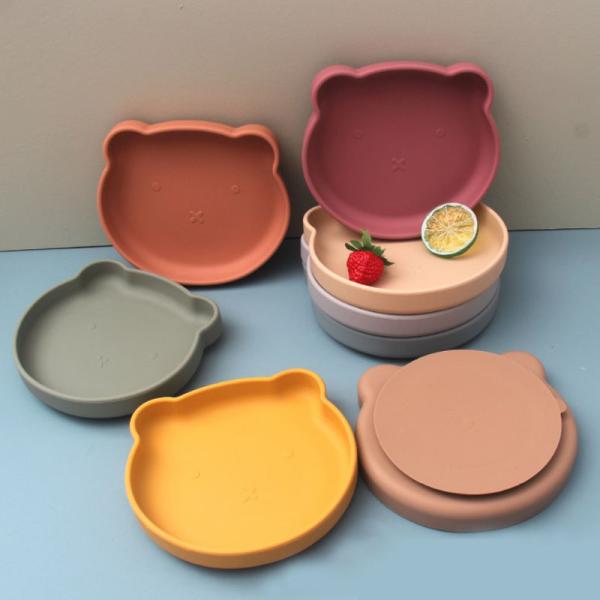 Buy Multi Color Cute Silicone Dinner Plates For Children Kitchen Supplies at wholesale prices