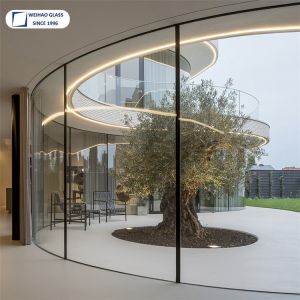 Building Tempered Office Wall Glass Curve Shape SGCC Certificated