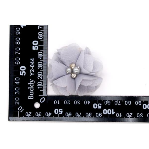girl Chiffon flower shoe clips/Sewing Bead Handmade Flower Yarn, lace, Chiffon Grey,black,white,red,blue