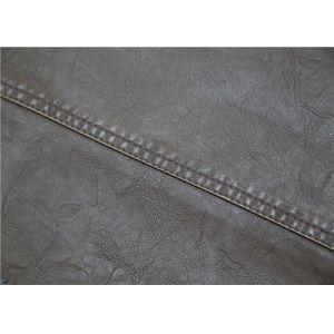 China Brown Polyurethane Faux Leather , Washed Garment Synthetic Leather Fabric on sale