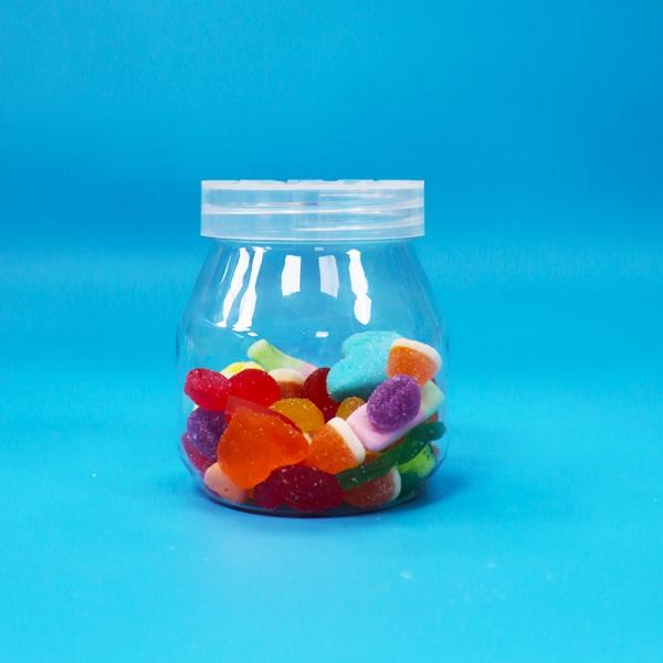 Buy Small Empty Candy Cookies Transparent PET Plastic Jar Screw Cap Food Grade Bpa Free at wholesale prices
